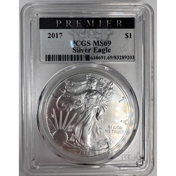 Other - 2017 (S) $1 Silver Eagle PCGS MS69 Premier Label Struck @ SF Mint "Near Perfect"